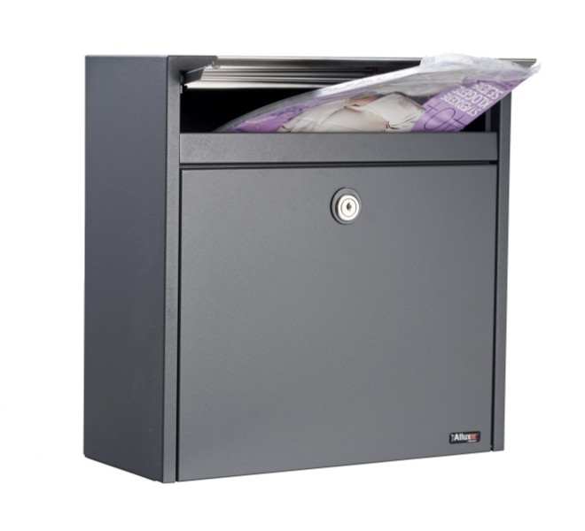 Allux 2500 wandbrievenbus staal - antraciet met RVS klep | Allux