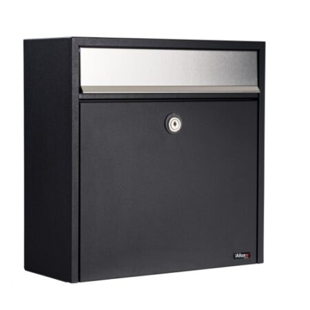Allux 2500 wandbrievenbus staal - zwart met RVS klep | Allux