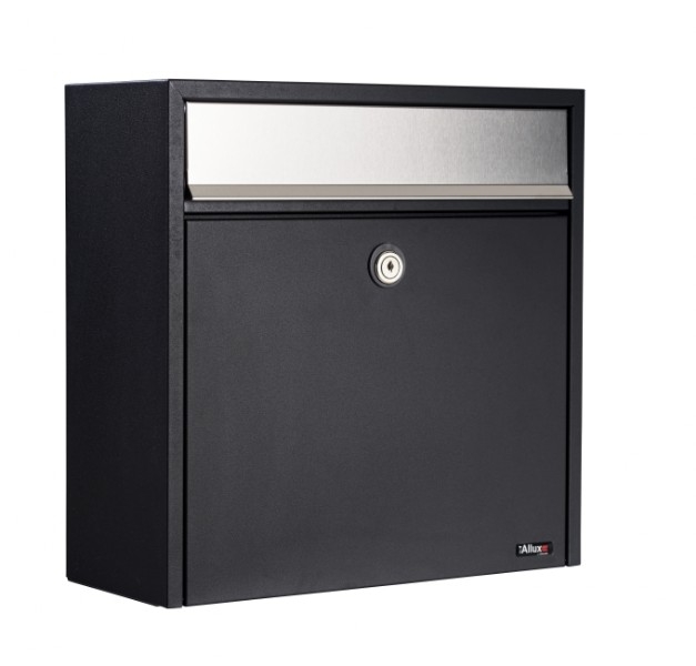 Allux 2500 wandbrievenbus staal - zwart met RVS klep | Allux