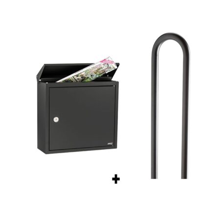 Allux 400 brievenbus met paal 1007 staal - zwart | Allux