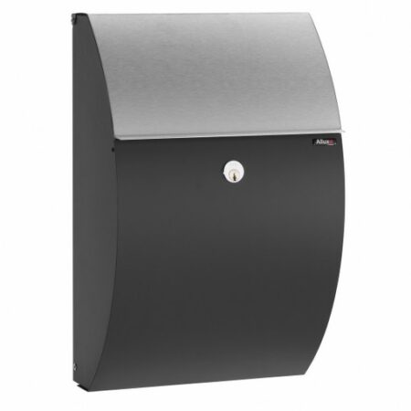 Allux 7000 wandbrievenbus staal - zwart met RVS klep | Allux