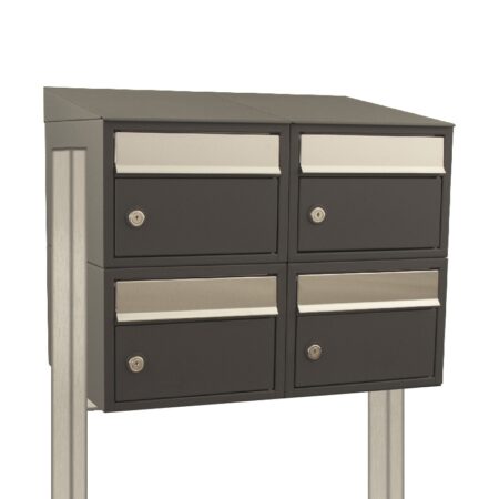 Allux Brievenbusunit Brickset met statief 2-breed 2-hoog met dak - antraciet | Allux