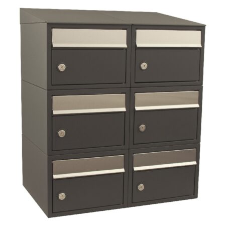 Allux Brievenbusunit Brickset wand 2-breed 3-hoog met dak - antraciet | Allux