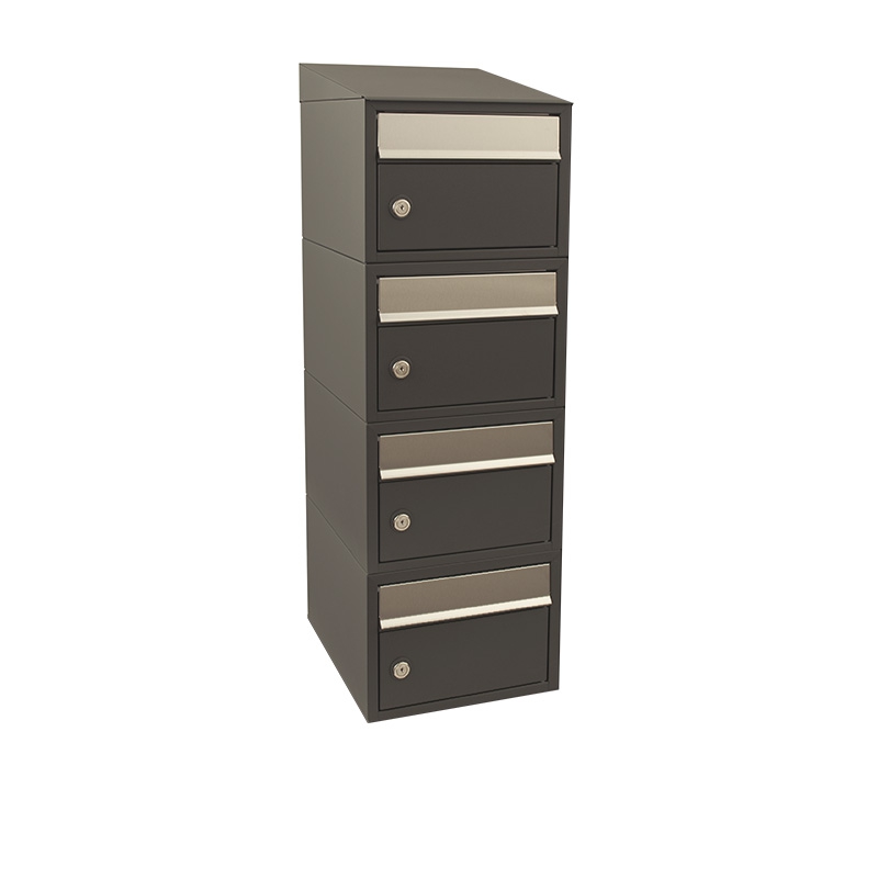 Allux Brievenbusunit Brickset wand 4-hoog met dak - antraciet | Allux