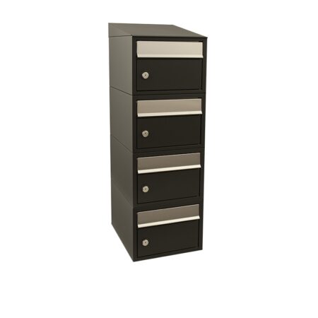 Allux Brievenbusunit Brickset wand 4-hoog met dak - zwart | Allux