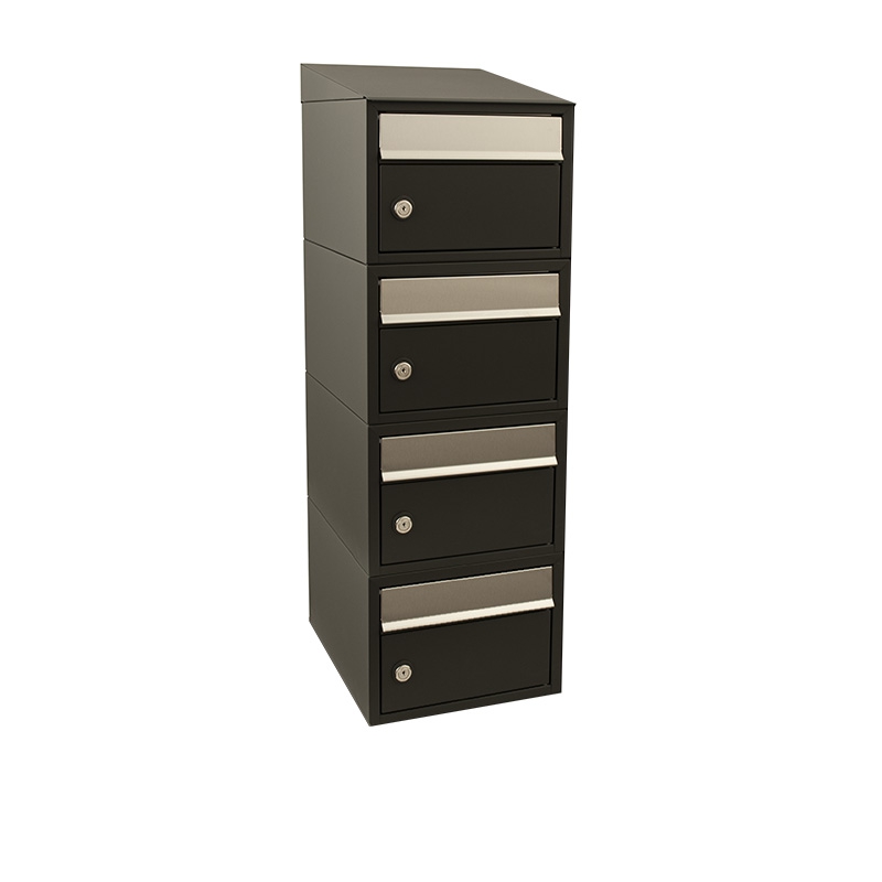 Allux Brievenbusunit Brickset wand 4-hoog met dak - zwart | Allux