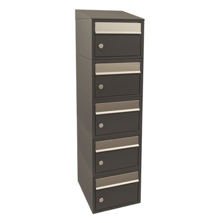 Allux Brievenbusunit Brickset wand 5-hoog met dak - antraciet | Allux