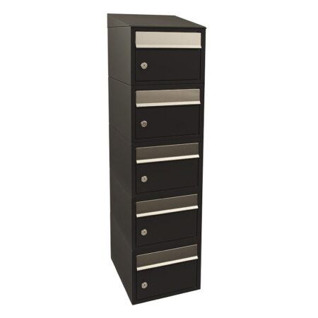 Allux Brievenbusunit Brickset wand 5-hoog met dak - zwart | Allux