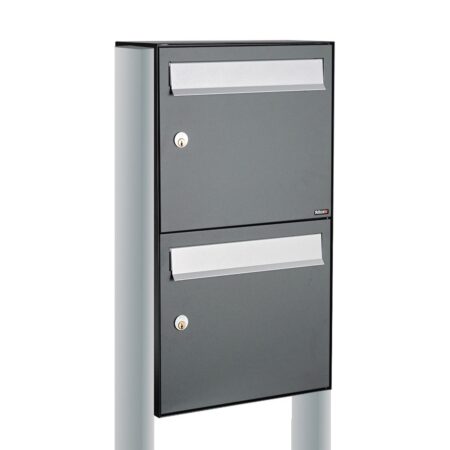 Allux Brievenbusunit Flow set vrijstaand 2-hoog - antraciet | Allux