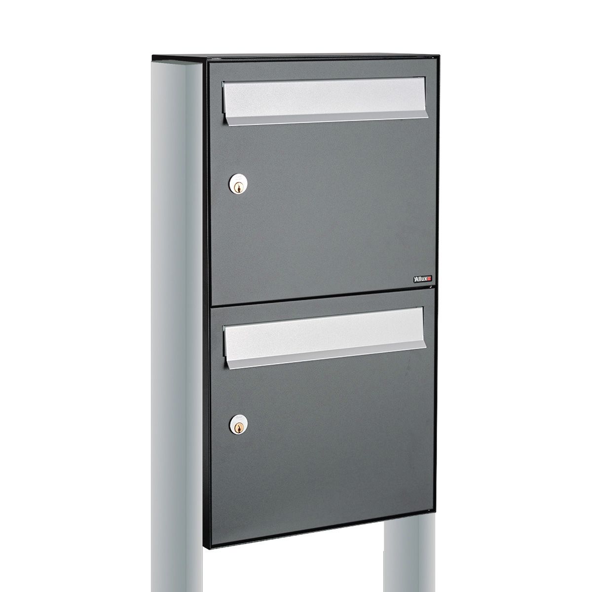 Allux Brievenbusunit Flow set vrijstaand 2-hoog - antraciet | Allux
