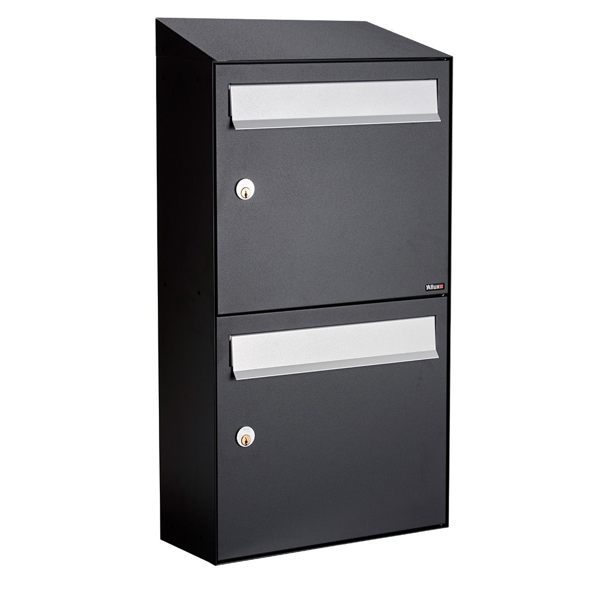 Allux Brievenbusunit Flow set wand 2-hoog - zwart | Allux
