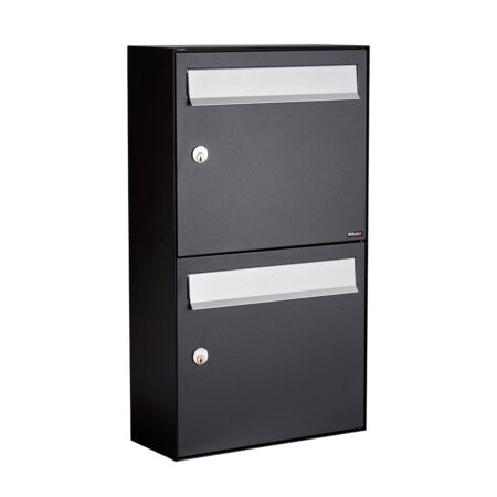 Allux Brievenbusunit Flow set wand 2-hoog - zwart | Allux