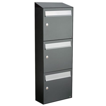Allux Brievenbusunit Flow set wand 3-hoog - antraciet | Allux