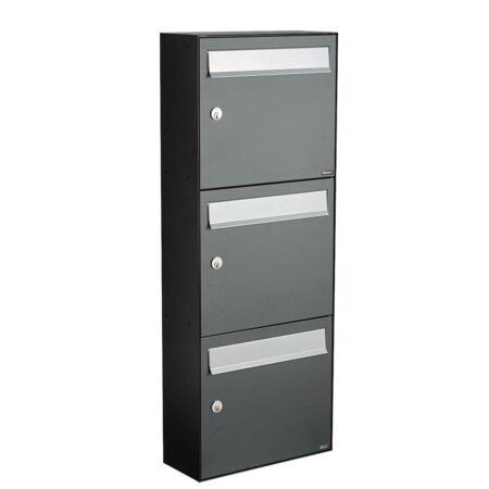 Allux Brievenbusunit Flow set wand 3-hoog - antraciet | Allux