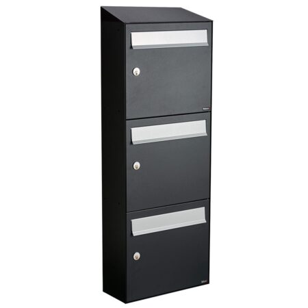 Allux Brievenbusunit Flow set wand 3-hoog - zwart | Allux