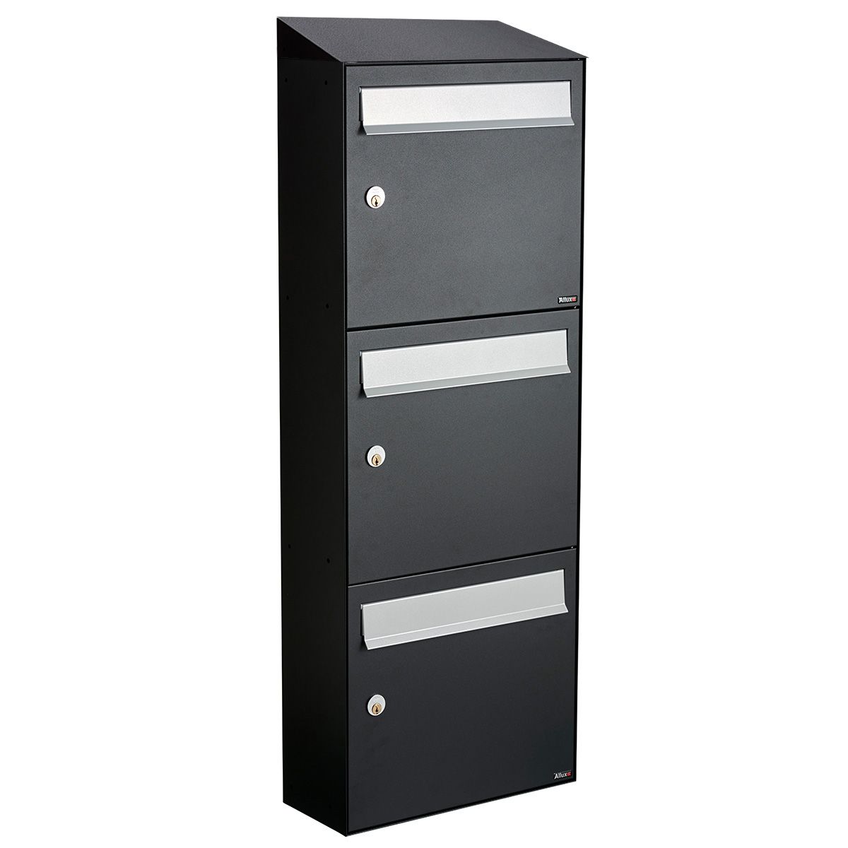 Allux Brievenbusunit Flow set wand 3-hoog - zwart | Allux
