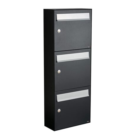 Allux Brievenbusunit Flow set wand 3-hoog - zwart | Allux