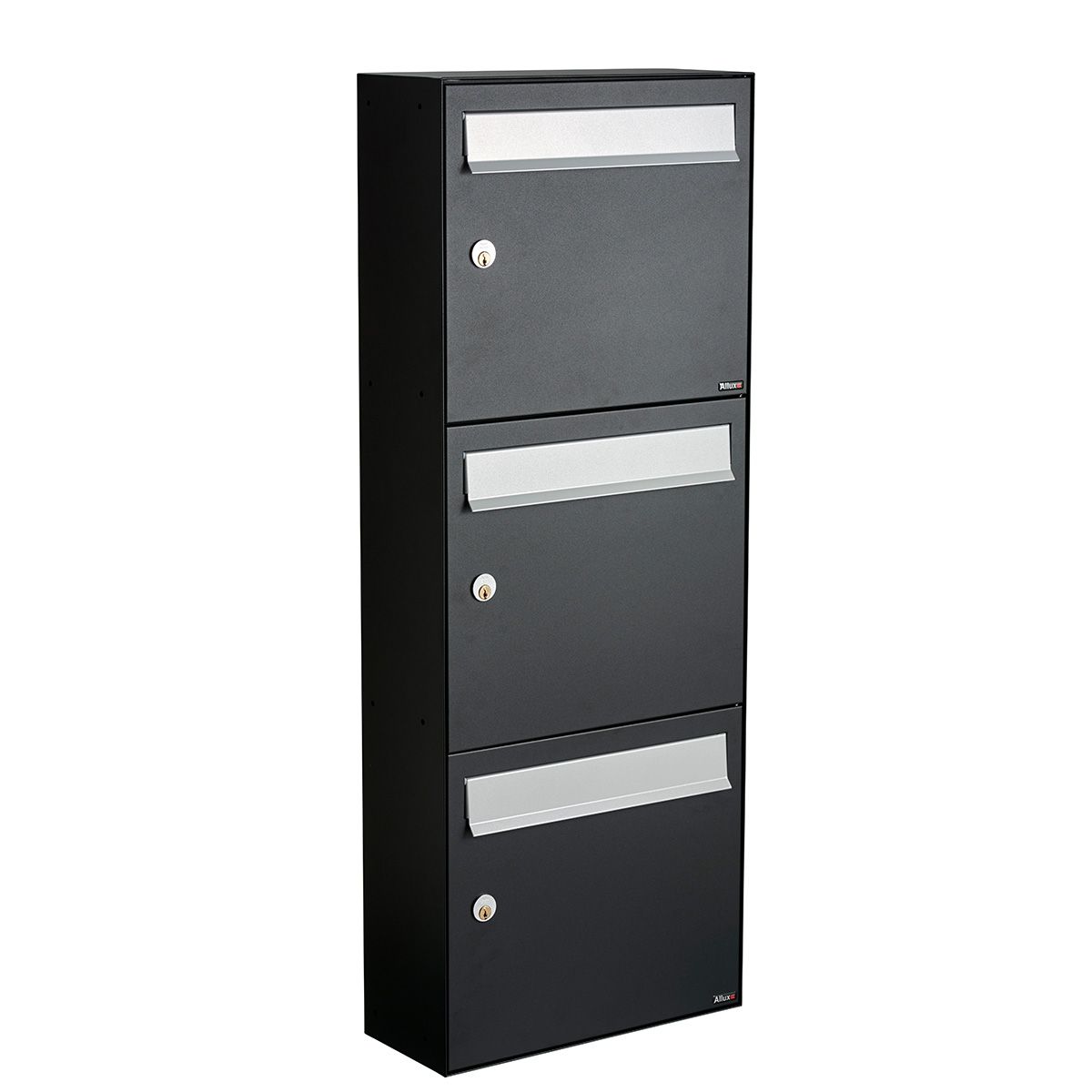 Allux Brievenbusunit Flow set wand 3-hoog - zwart | Allux