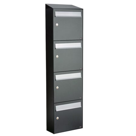 Allux Brievenbusunit Flow set wand 4-hoog - antraciet | Allux