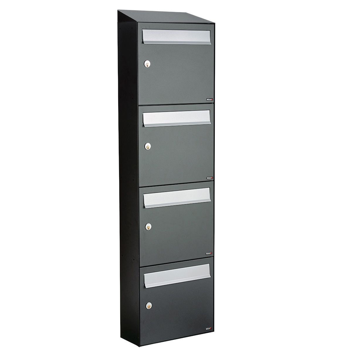 Allux Brievenbusunit Flow set wand 4-hoog - antraciet | Allux