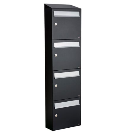 Allux Brievenbusunit Flow set wand 4-hoog - zwart | Allux