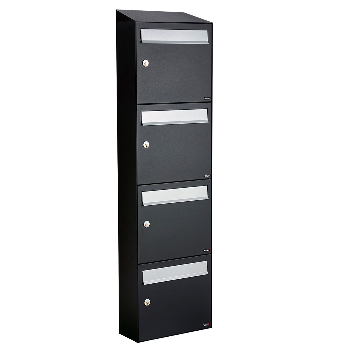 Allux Brievenbusunit Flow set wand 4-hoog - zwart | Allux