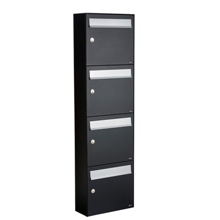 Allux Brievenbusunit Flow set wand 4-hoog - zwart | Allux