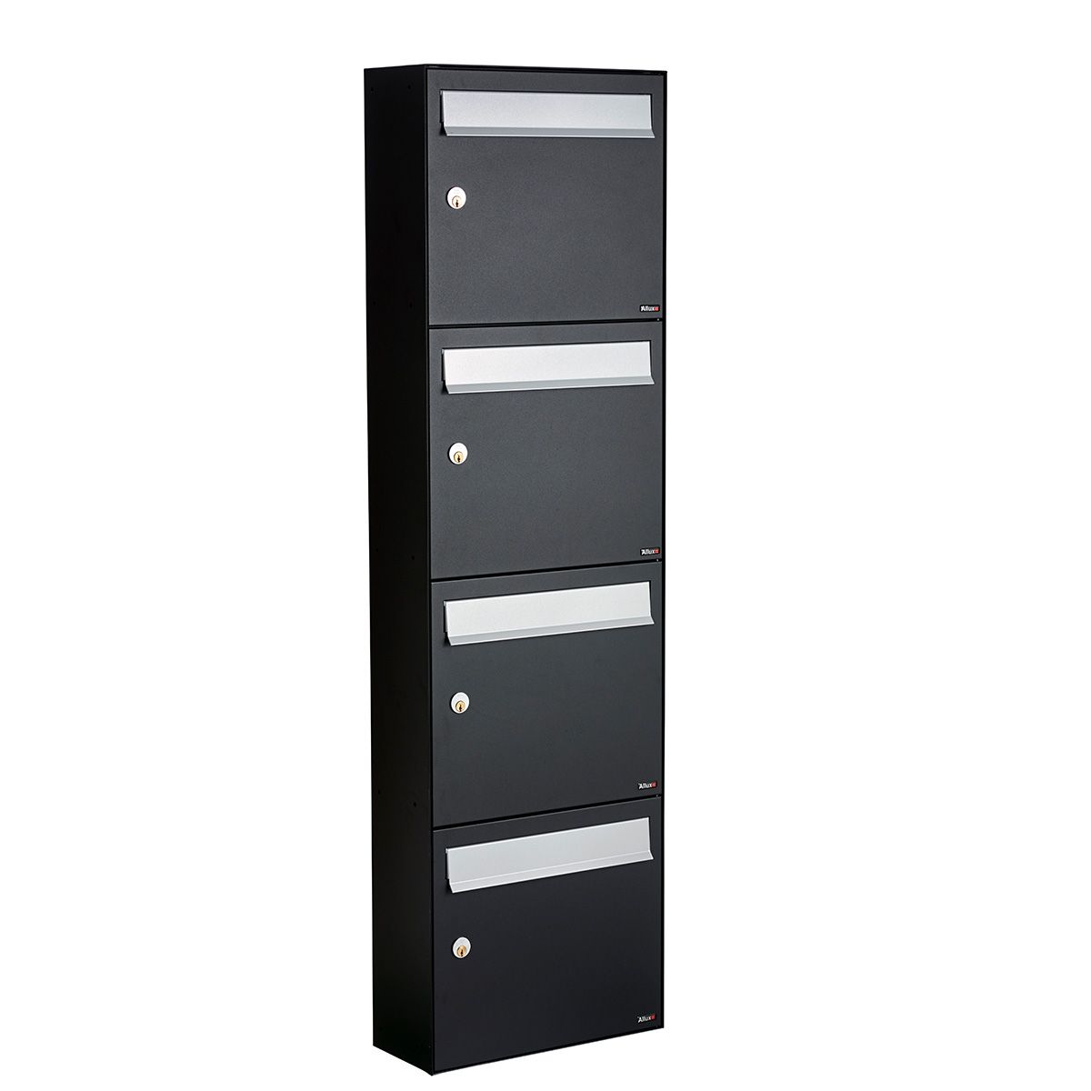 Allux Brievenbusunit Flow set wand 4-hoog - zwart | Allux