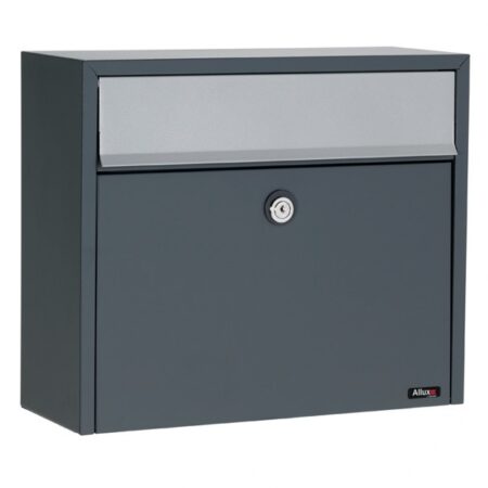 Allux LT150 wandbrievenbus staal - antraciet met grijze klep | Allux