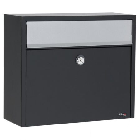 Allux LT150 wandbrievenbus staal - zwart met grijze klep | Allux