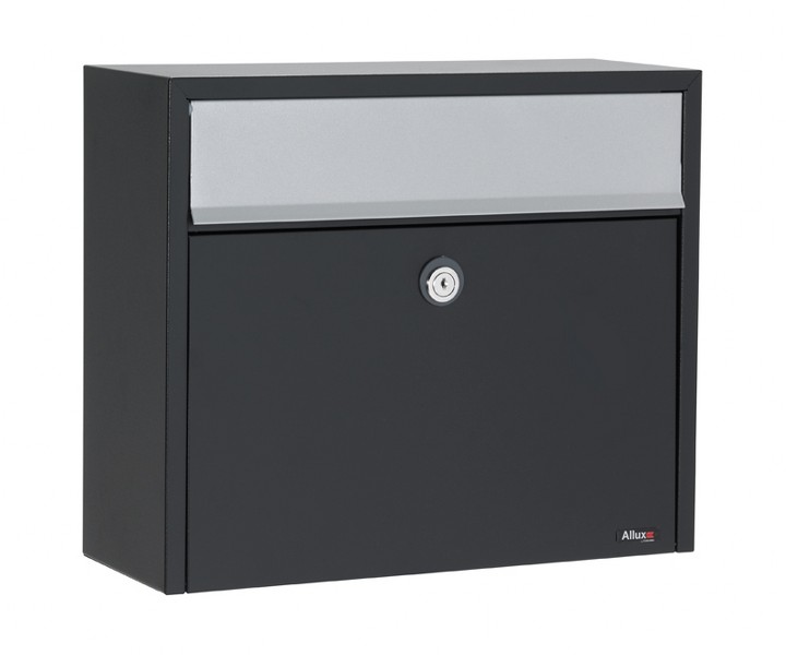 Allux LT150 wandbrievenbus staal - zwart met grijze klep | Allux
