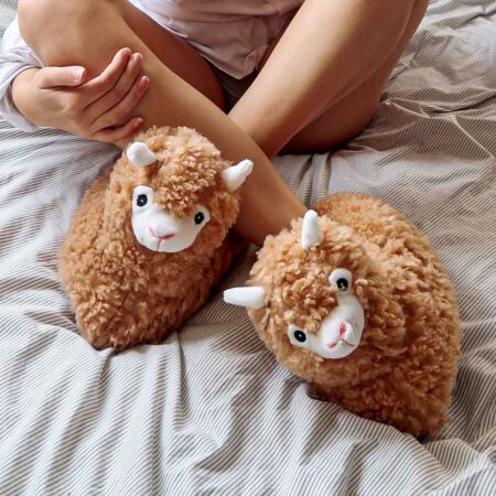 Alpaca Slippers - Sloffen - One Size 36-41- Lichtbruin | MikaMax