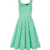 Amanda Scoop Neck Swing Dress Polka Mint white -40 (NL)/ 14 (UK) | Dolly and Dotty