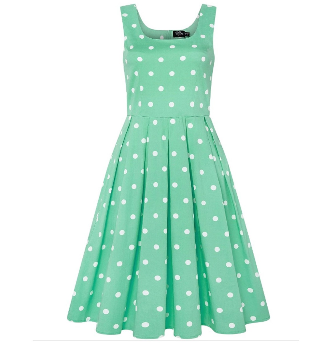 Amanda Scoop Neck Swing Dress Polka Mint white -40 (NL)/ 14 (UK) | Dolly and Dotty