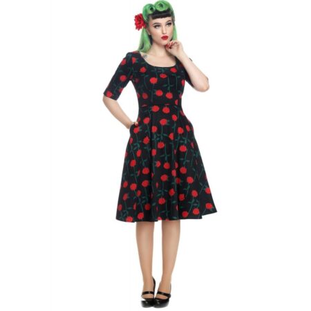 Amber Rose Stem Swing Dress Black-S | 49% korting | Collectif