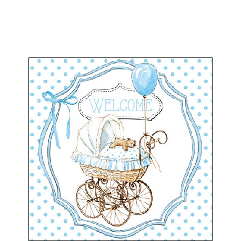 Ambiente Servet 25cm Welcome blue baby | Ambiente