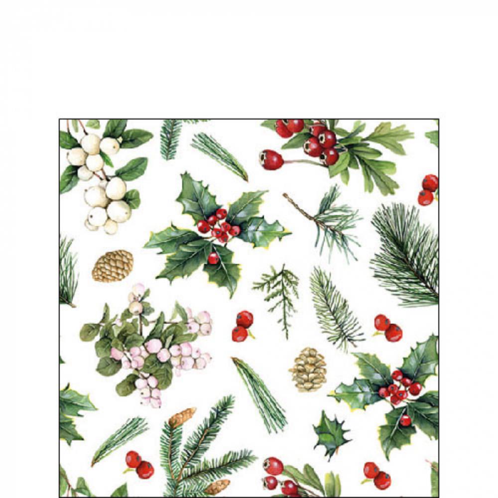 Ambiente Servet 25cm Winter greenery wit | Ambiente