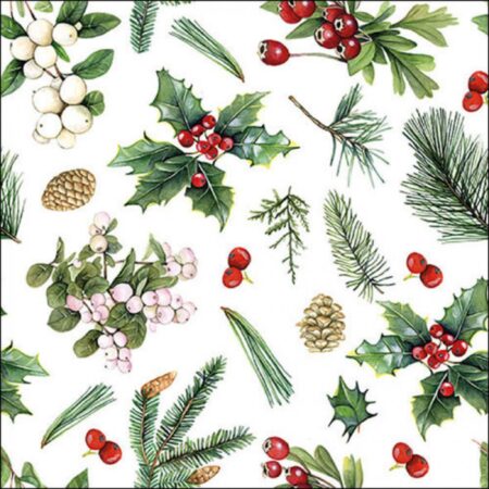 Ambiente Servet 33cm Winter greenery wit | Ambiente