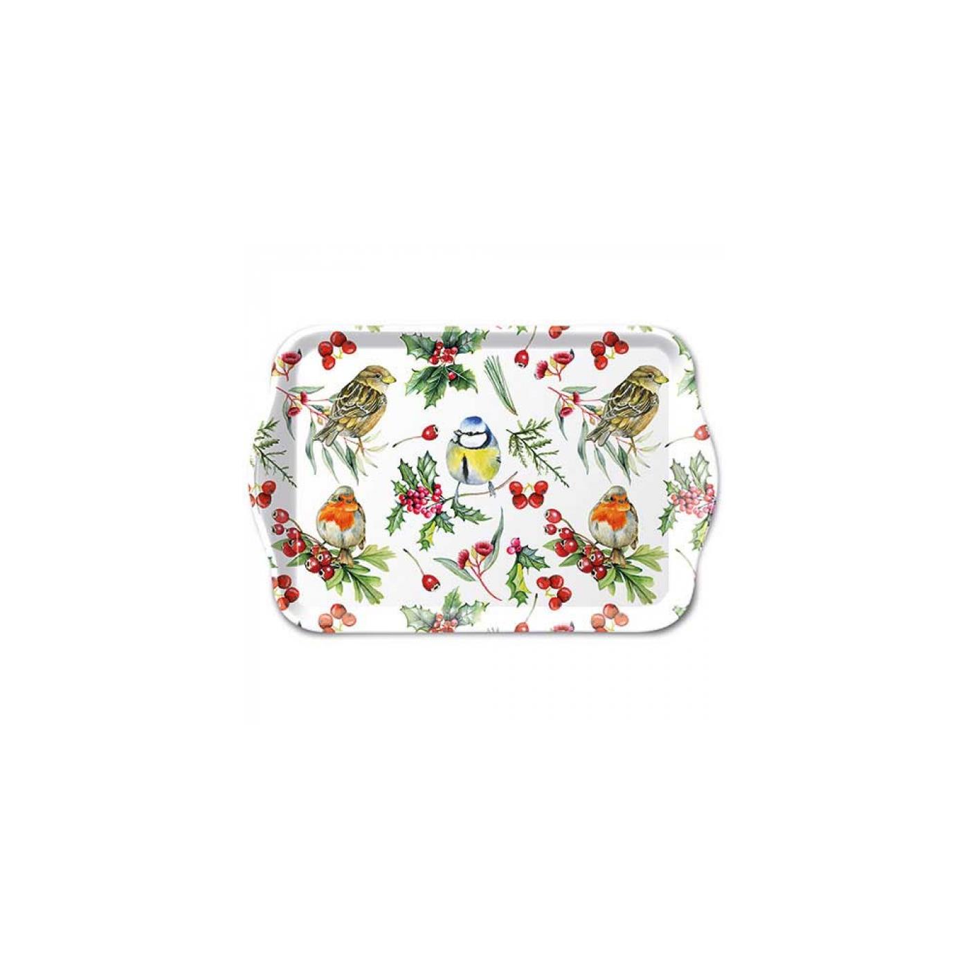 Ambiente Tray Birds in winter 13x21cm | Ambiente