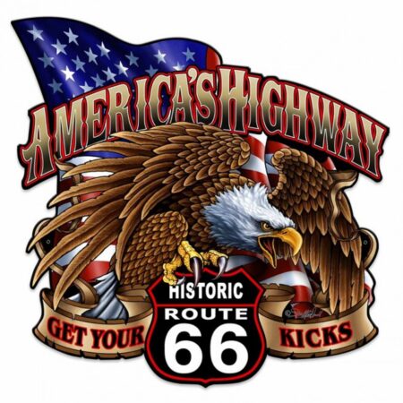 America's Highway Historic Route 66 Zwaar Metalen Bord 61 x 61 cm | Route 66