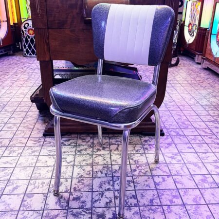 Amerikaanse Diner Stoel - Silver Glitter & Wit - Chroom - Nieuw uit USA | Fiftiesstore