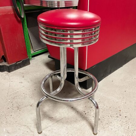 Amerikaanse Fifties Retro Barkruk - Rode Skai Zitting - Chroom | 31% korting | The Dutch Pickers
