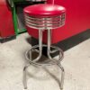 Amerikaanse Fifties Retro Barkruk - Rode Skai Zitting - Gebruikt | 39% korting | The Dutch Pickers