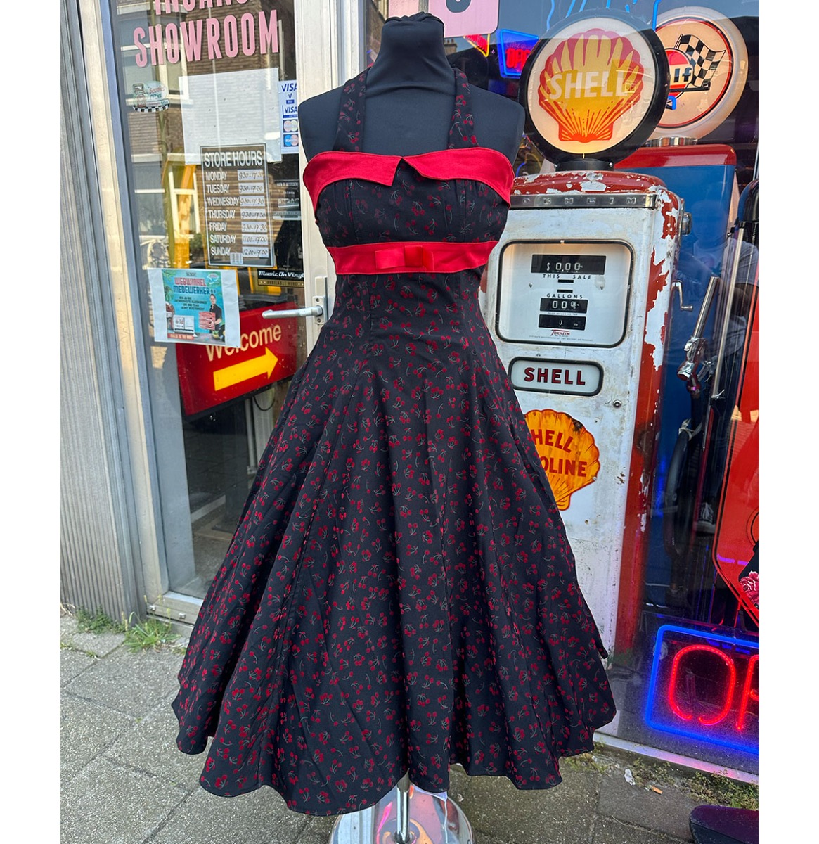 Anais Cherry Doll Dress Black-XXS | 64% korting | Fiftiesstore