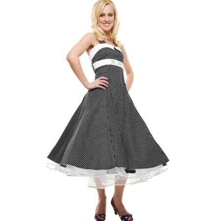 Anaïs Polka Dot Doll Dress Black And White -XS | 58% korting | Fiftiesstore