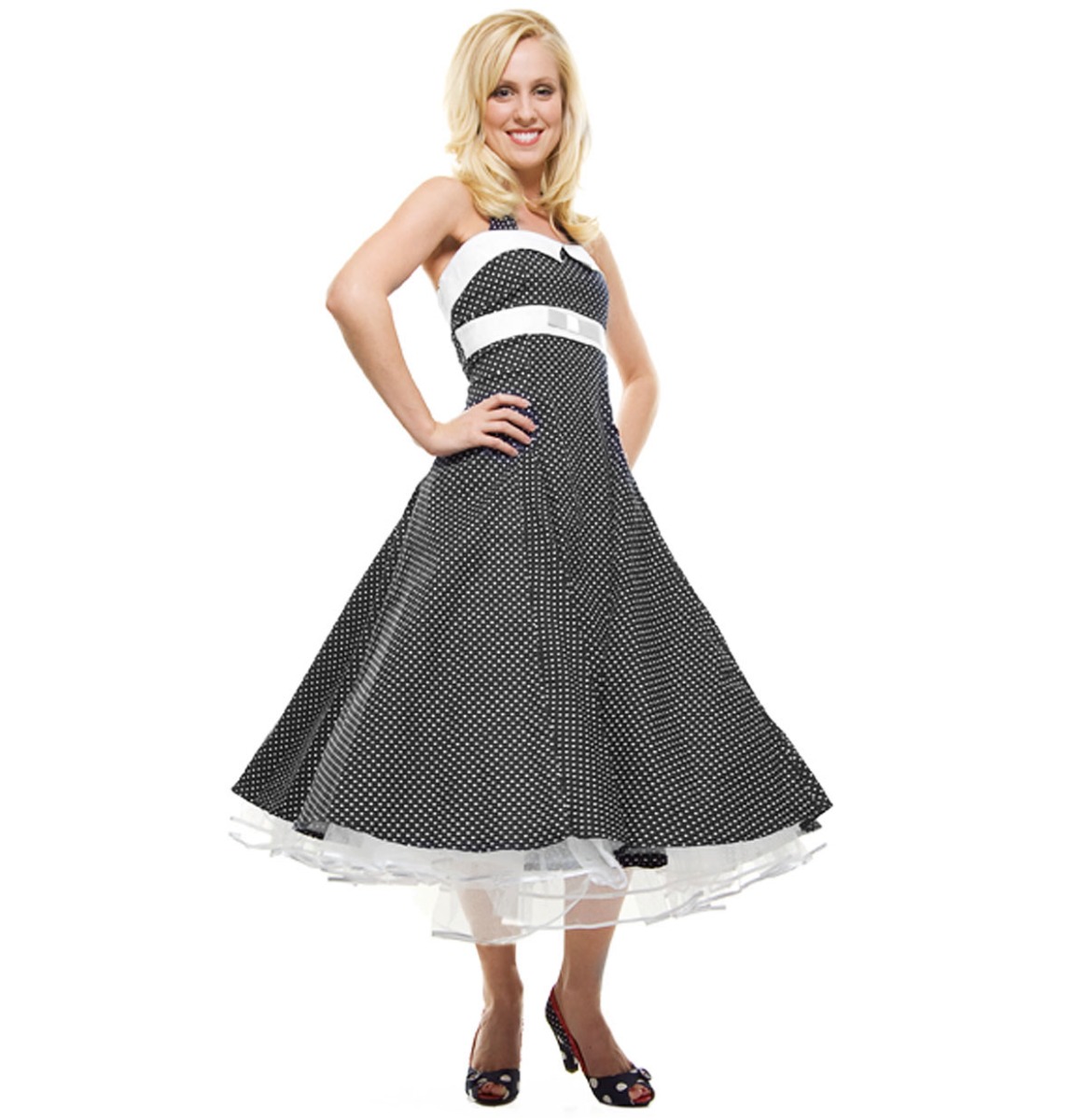 Anaïs Polka Dot Doll Dress Black And White -XS | 58% korting | Fiftiesstore