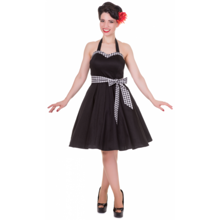 Anita Dress Black with Gingham Border-34 (NL)/ 8 (UK) | 39% korting | Fiftiesstore