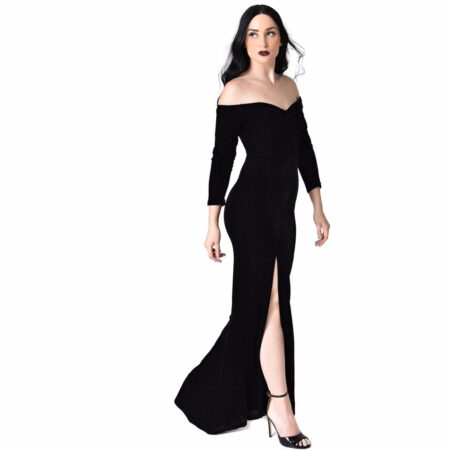 Collectif Anjelica Velvet Maxi Dress Black-XS | 29% korting | Collectif