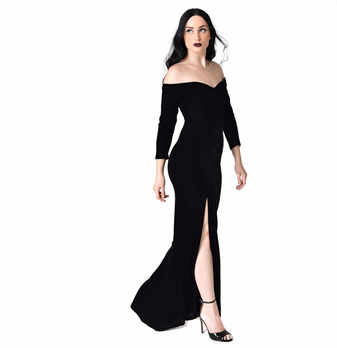 Collectif Anjelica Velvet Maxi Dress Black-XS | 29% korting | Collectif