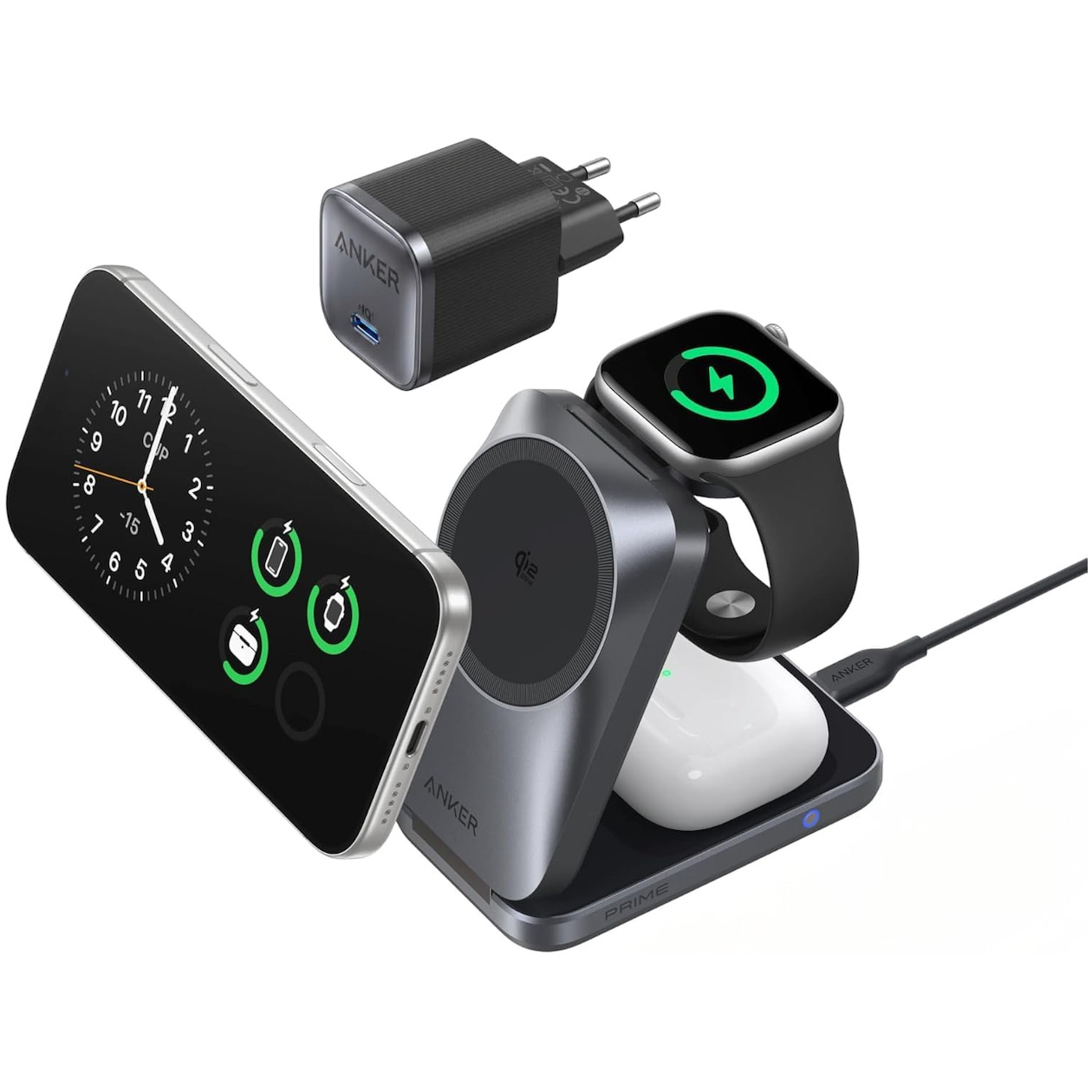 Anker MagGo Wireless Charger Cooling (25W Foldable 3-in-1) Oplader Zwart | Anker